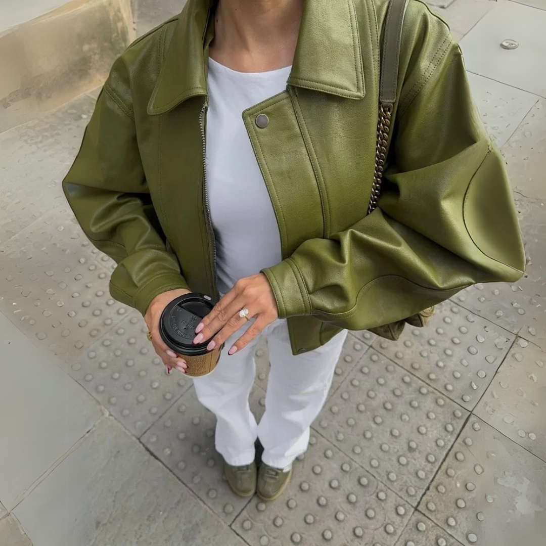 Ava – Faux Leather Oversized Jacket