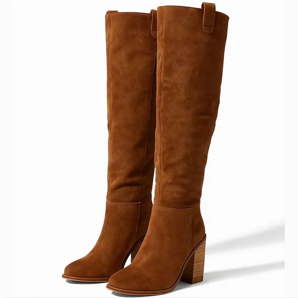 SUEVIA™ | SUEDE BLOCK HEEL BOOTS